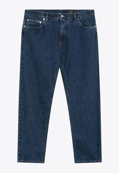 DOLCE & GABBANA LOGO PLAQUE STRAIGHT-LEG JEANS