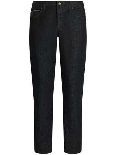 Dolce & Gabbana Logo-plaque Straight-leg Jeans In Black