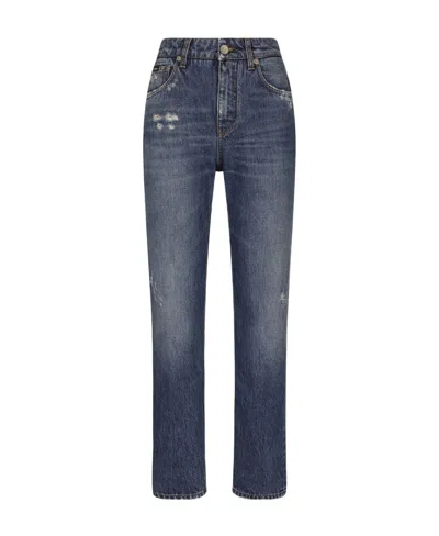 DOLCE & GABBANA DOLCE  GABBANA LOGO PLAQUE LOOSE-FIT JEANS