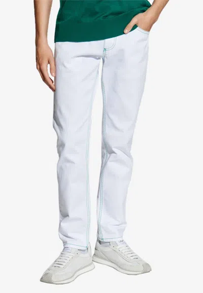 Dolce & Gabbana Logo Plaque Straight-leg Jeans In White