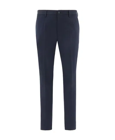 Dolce & Gabbana Logo-plaque Stretch Cotton Trousers In Black
