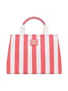 Dolce & Gabbana Logo-plaque Striped Tote Bag In Pink