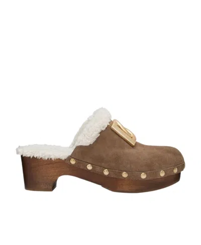 DOLCE & GABBANA DOLCE  GABBANA LOGO-PLAQUE ROUND TOE CLOGS