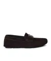 Dolce & Gabbana Logo-plaque Suede Loafers In Black