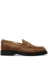 Dolce & Gabbana Dg Logo Suede Penny Loafers In Brown