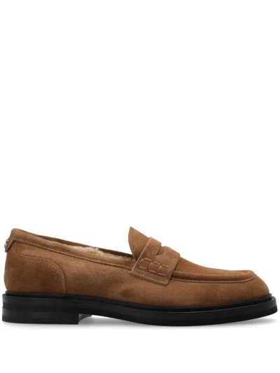 DOLCE & GABBANA LOGO-PLAQUE SUEDE LOAFERS