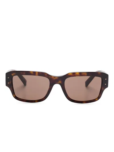Dolce & Gabbana Logo-plaque Sunglasses In Brown