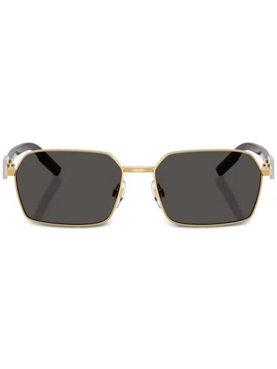 Dolce & Gabbana Logo-plaque Sunglasses In Gold