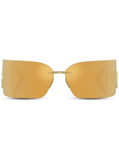 Dolce & Gabbana Logo-plaque Sunglasses In Gold