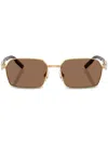 Dolce & Gabbana Wire-frame Rectangular Sunglasses In Gold