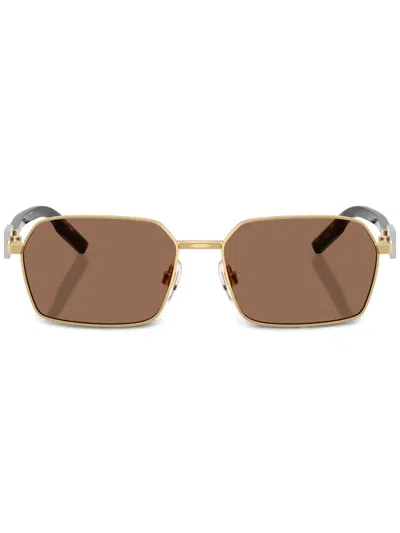 Dolce & Gabbana Logo-plaque Sunglasses In Gold
