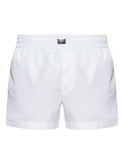 Dolce & Gabbana Logo-plaque Swim Shorts In White