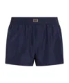 Dolce & Gabbana Short Swim Trunks With Logo Plaque In Black