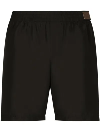 Dolce & Gabbana Badeshorts Mit Logo-schild In Black