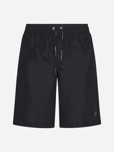 DOLCE & GABBANA LOGO-PLAQUE SWIM SHORTS