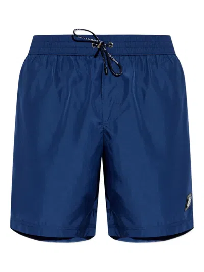 Dolce & Gabbana Logo-plaque Swim Shorts In Blue