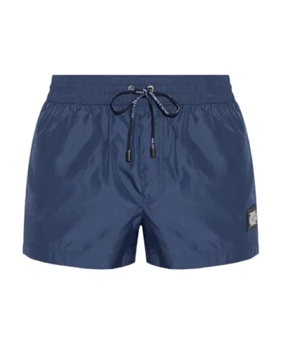 DOLCE & GABBANA DOLCE  GABBANA LOGO-PLAQUE DRAWSTRING SWIM SHORTS