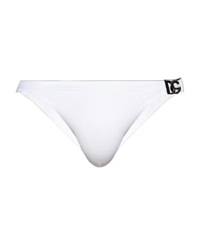 Dolce & Gabbana Logo-plaque Swim Trunks In White