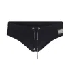 Dolce & Gabbana Stretch Nylon Swimming Brief With Metallic Accents In Black