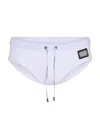 Dolce & Gabbana White Swim Briefs With Branded Drawstring And Logo Tag In White