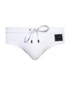 Dolce & Gabbana White Swim Briefs With Branded Drawstring And Logo Tag In White