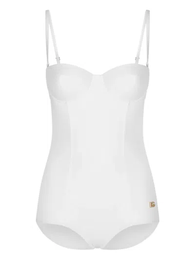 DOLCE & GABBANA LOGO-PLAQUE SWIMSUIT