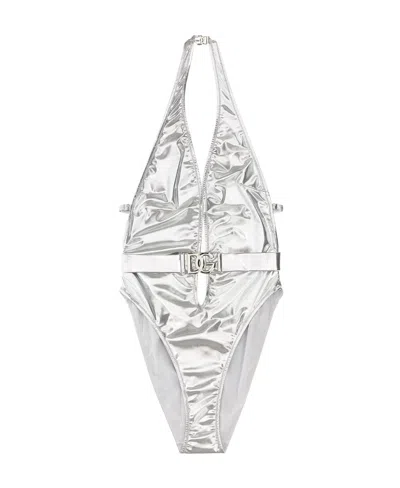 Dolce & Gabbana Logo-plaque Swimsuit In White