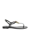 Dolce & Gabbana Logo Plaque T-bar Sandals In Black