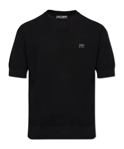 DOLCE & GABBANA DOLCE  GABBANA LOGO PLAQUE KNITTED T-SHIRT