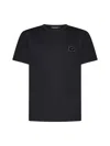 Dolce & Gabbana Black Cotton T-shirt With Silver Plaque Logo In Black