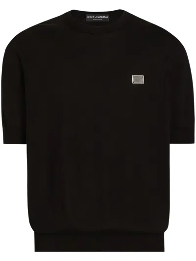 Dolce & Gabbana Cotton Round-neck Sweater With Tag In Black