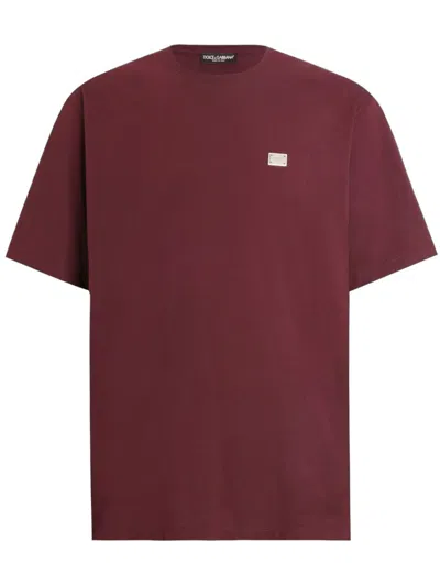 Dolce & Gabbana Logo-plaque T-shirt In Bordeaux