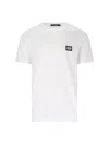 Dolce & Gabbana White Crewneck T-shirt With Logo Plate In Cotton Man In White