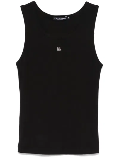 Dolce & Gabbana Logo-plaque Tank Top In Black