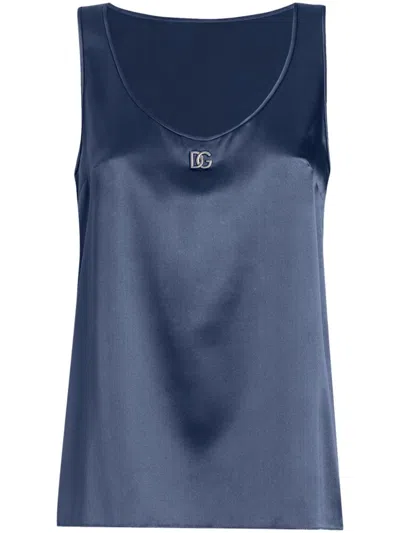 Dolce & Gabbana Logo-plaque Tank Top In Blue