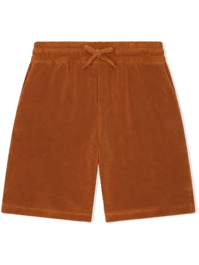 Dolce & Gabbana Kids' Logo-plaque Terry Track Shorts In Brown