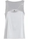 Dolce & Gabbana Silk Satin Tank Top With Dg Logo Pin In Grey