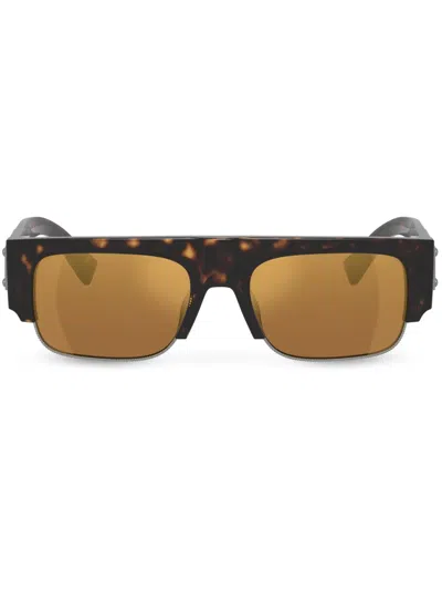 Dolce & Gabbana Logo Plaque Sunglasses In Havana