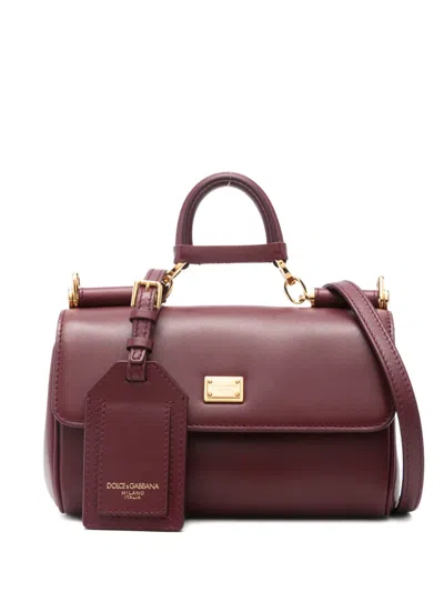 Dolce & Gabbana Logo-plaque Tote Bag In Burgundy