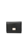Dolce & Gabbana Black Dauphine Leather Wallet With Logo Plaque In Black
