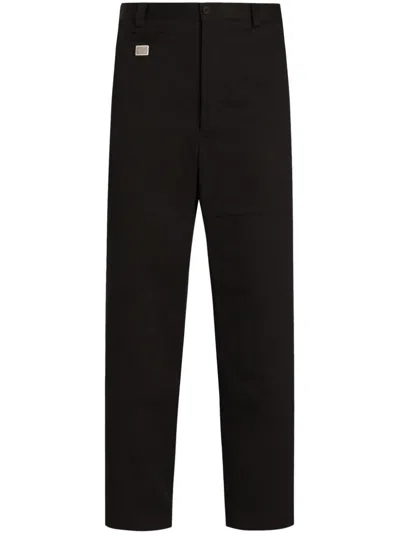 Dolce & Gabbana Logo-plaque Trousers In Black