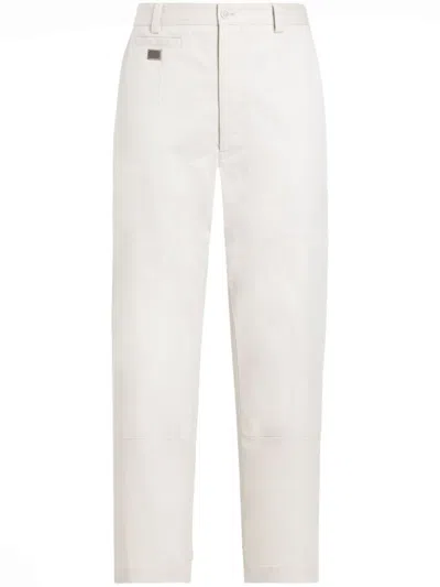 Dolce & Gabbana Logo Plaque Trousers In Neutrals