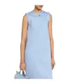 Dolce & Gabbana Light Blue Sleeveless Raschel Tweed Dress With Dg Logo In Blue
