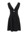 Dolce & Gabbana Logo-plaque V-neck Minidress In Black