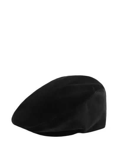 DOLCE & GABBANA LOGO-PLAQUE VELVET HAT