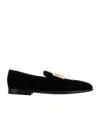 Dolce & Gabbana Dg Cotton Velvet Loafers In Black
