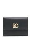 Dolce & Gabbana Dg Logo Leather Wallet In Black