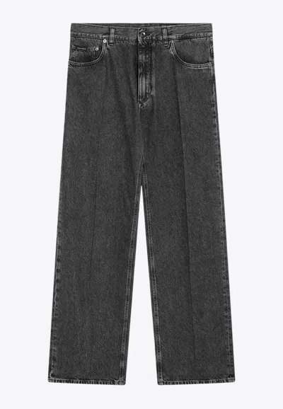 DOLCE & GABBANA LOGO PLAQUE WASHED OVER JEANS