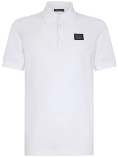 Dolce & Gabbana Logo Cotton Polo Shirt In White