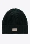 Dolce & Gabbana Logo Knitted Beanie In Green